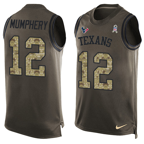 Men's Limited Keith Mumphery Nike Jersey Green - #12 Salute to Service Tank Top NFL Houston Texans